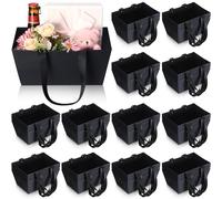 Glenmal 72 cestas vacías de papel kraft a granel con asas de 9.8 x 6.5 x 4.3 pulgadas, cesta de regalo vacía para llenar para paquetes de regalo, envolver bodas, fiestas, Navidad, San Valentín (negro)