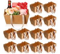 Glenmal 72 cestas vacías de papel kraft a granel con asas de 9.8 x 6.5 x 4.3 pulgadas, cesta de regalo vacía para llenar para paquetes de regalo, envolver bodas, fiestas, Navidad, San Valentín