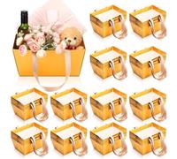 Glenmal 72 cestas vacías de papel kraft a granel con asas de 9.8 x 6.5 x 4.3 pulgadas, cesta de regalo vacía para llenar para paquetes de regalo, envoltura, boda, fiesta, Navidad, San Valentín