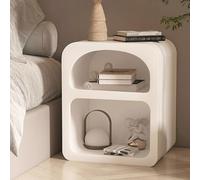 Glenmi Mesita de Noche Moderna for Dormitorio, Mesa Auxiliar de Dos Niveles con Almacenamiento Abierto, diseño único en Forma de Media Luna, Ideal for el hogar, la Oficina(White,2pcs)