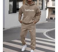 Glenmi Ropa deportiva, conjuntos de chándal for hombre, conjunto de dos piezas, pantalones de chándal de manga larga for correr, sudaderas con capucha for hombre, pantalones casuales(Brown,XXL)