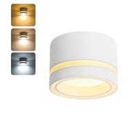 Gleonlux Foco de Techo Blanco, Focos techo Superficie, Focos LED Interior Techo 6W GX53 3CCT 3000K Cálido/ 4000K Natural/ 6500K Frio, Aplique Techo Aluminio Redonda para Baño