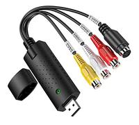 GLER Convertidor VHS a digital, adaptador de video USB 2.0 con captura de audio, compatible con NTSC, PAL, SECAM, tarjeta de captura de audio de video para Windows 2000, XP/Vista