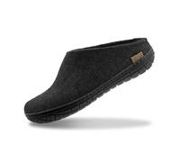 Glerups Pantuflas de mezcla de lana 100% de calidad con suela de goma, unisex, Carbón (goma negra), 5 Women/4 Men