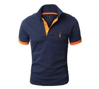 GLESTORE Polo para Hombre de Manga Corta Collar Camisa Golf MT1030 de Tenis Camiseta Azul Negro Gris Rosa M-XXL