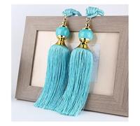 GLETSF 1 Pieza de alzapaños de Cortina con borlas, alzapaños de Cortina con borlas y Bolas de Cristal, Sujetadores de Cuerda para Cortinas con Flecos, Hebilla para Cortinas, Acc,Blue