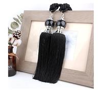 GLETSF 1 Pieza de alzapaños de Cortina con borlas, alzapaños de Cortina con borlas y Bolas de Cristal, Sujetadores de Cuerda para Cortinas con Flecos, Hebilla para Cortinas, Acc,Black