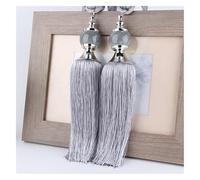 GLETSF 1 Pieza de alzapaños de Cortina con borlas, alzapaños de Cortina con borlas y Bolas de Cristal, Sujetadores de Cuerda para Cortinas con Flecos, Hebilla para Cortinas, Acc,Grey