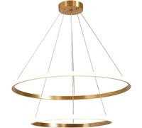 GLETSF 2-Lights Ring Brass Hanging Light Copper Pendant Lamp with Acrylic Shade Suspension Lighting Led Lighting Fixture, Modern Minimalist Chandeliers,Chandelier Lamps