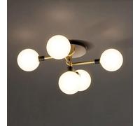 GLETSF 5 Ball Creative Ceiling Light White Glass Ball Ceiling Lamp 3 Color Dimmable Close To Ceiling Light Fixtures Luxury H65 Copper Ceiling Sconces For Kitchen Bedroom Laundry