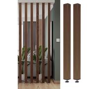 GLETSF 5-Pack Wooden Slats Room Divider - 3Ft To 8Ft Tall Privacy Screen For Living Room, Office & Restaurant Decor - Floor To Ceiling Partition Panels-2 Pcs-150cm/59in/4.92ft