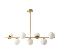 GLETSF 6-Heads Pendant Light Copper Lamp Body Hanging Lamp Matte White Lampshade Ceiling Lighting Dining Room Living Room Drop Light Restaurant Chandelier