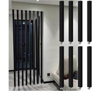GLETSF Adjustable Freestanding Room Divider - Wood Slat Partition Screen For Home/Office/Hotel, Ceiling To Floor, No Drill Required, 140Cm Privacy Solution-Black-210cm/6.9ft