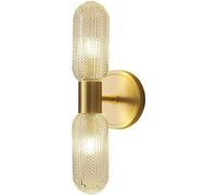 GLETSF American Style Brass Wall Lamp, Creative Personality Glass Lampshade Wall Light, G9 Gold Finish Wall Sconce, Bedroom Background Wall-Mounted Lighting Fixtures