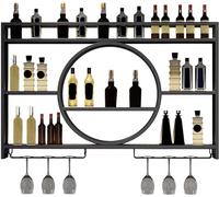 GLETSF Botellero De Pared, Botellero Metálico, Portabotellas con Portavasos, Portavasos, Portavasos, Portavasos, Botellero Colgante, Portacopas De Pared-Black-120x15x80cm