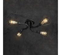 GLETSF Ceiling Lights, Fashionable Retro Industry Water Pipe Ceiling Light, V-Intage Industrial Lamp 4-Bulb Holder, Retro Copper, 65 Cm, Semi Flush Ceiling Lamp Restaurant Kitch