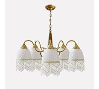 GLETSF Ceiling Lights, French Retro Handmade Tassel Chandelier Modern - Pendant Light E27 Three Head/Five Head All Copper Pendent Lamp Indoor Living Room Dining Room Lighting Ha-B