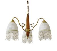 GLETSF Ceiling Lights, French Retro Handmade Tassel Chandelier Modern - Pendant Light E27 Three Head/Five Head All Copper Pendent Lamp Indoor Living Room Dining Room Lighting Ha-A
