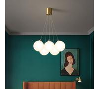 GLETSF Chandelier Dining Room Chandelier Nordic All Copper Living Room Magic Beans Bubble Glass Chandeliers Personalized Simple Children's Room Bedroom Balloon Pendant Light-7 Heads-White Light