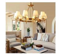 GLETSF Copper Chandelier For Living Room Bedroom Study Kitchen Interior Design Retro Luxury Style Hanging Lamp Gold Brass Pendant Light-Cold Light-10 Head
