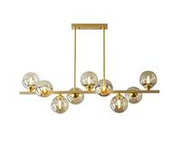 GLETSF Copper Hanging Light 9-Heads Glass Chandelier Pendant Lamp Creative Long Ceiling Lamp Hallway Living Room Lighting Fixtures