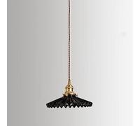 GLETSF Copper White Glass Single Pendant Light Fixtures Ceiling Hanging Japanese Farmhouse Black Small Chandelier Gold Vintage Pleated Ceramic Lamp For Bedroom Kitchen Adjustabl-Dark