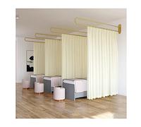 GLETSF Dressing Room Curtain Rod,Fitting Room Room Divider Curtain Kit, Wall-Mounted Beauty Salon Partition Curtain - Metal Support Rod & Light-Transmitting Privacy Curtain, Par-Beige-200cm