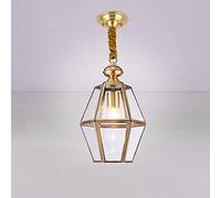 GLETSF E27 Single Head Full Copper Ceiling Pendant Light High Brightness Glass Chain Adjustable Hanging Lamps Outdoor Waterproof Droplight Indoor Living Room Bar Restaurant Art