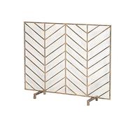 GLETSF Fire Spark Guard, Simple Golden Fireplace Partition with Net Fire Screen Household Floor Screen Fireplace Front Decorative Guardrail Wrought Iron Panel,Living Room Fire P-Black