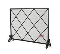 GLETSF Fireplace Screen Fireplace Cover Fireplace Partition Fireplace Screen Screen with Gauze Spark Protective Cover Hollow Fence Home Interior Decoration Decoration-Black