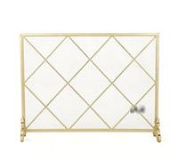 GLETSF Fireplace Screen Fireplace Cover Fireplace Partition Fireplace Screen Screen with Gauze Spark Protective Cover Hollow Fence Home Interior Decoration Decoration-Gold