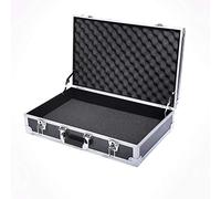 GLETSF Flight Case with Padded Foam, Portable Aluminium Tool Case Lockable Transport Box Small Hard Equipment Storage Box 55X35X14Cm-Black-No Cotton
