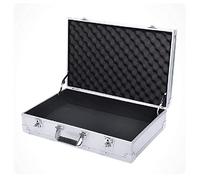 GLETSF Flight Case with Padded Foam, Portable Aluminium Tool Case Lockable Transport Box Small Hard Equipment Storage Box 55X35X14Cm-Silver-No Cotton