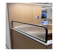 GLETSF Glass Room Divider Office Partition Tempered Glass Panels Table Dividers Panels Partitions,Low Partition Wall For Tabletops, Decorative Striped Tempered Glass Screens For-Black-135x25 cm
