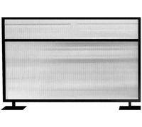 GLETSF Glass Room Divider Office Partition Tempered Glass Panels Table Dividers Panels Partitions,Stylish Table Partition Screen For Dining Areametal Divider with Frosted Glass -Black-100 x 100 cm