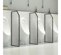 GLETSF Glass Room Divider Office Partition Tempered Glass Panels Table Dividers Panels Partitions,Transparent Glass Urinal Partition For Men, Soundproof Urinal Screen, Wall-Moun-Black-2pcs