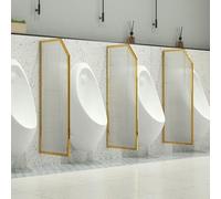 GLETSF Glass Room Divider Office Partition Tempered Glass Panels Table Dividers Panels Partitions,Transparent Glass Urinal Partition For Men, Soundproof Urinal Screen, Wall-Moun-Gold-4pcs