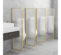 GLETSF Glass Room Divider Office Partition Tempered Glass Panels Table Dividers Panels Partitions,Transparent Glass Urinal Partition Wall Wall Divider Wallmounted Privacy Screen-Gold-2 pcs