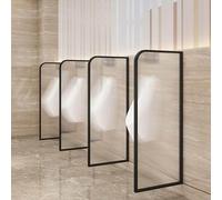 GLETSF Glass Room Divider Office Partition Tempered Glass Panels Table Dividers Panels Partitions,Wallmounted Privacy Screen For Men's Urinals Stainless Steel Toilet Partition W-Black-1pcs