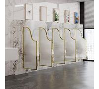 GLETSF Glass Room Divider Office Partition Tempered Glass Panels Table Dividers Panels Partitions,Wall-Mounted Urinal Divider, with Metal Frame & Frosted Glass Panel For Public -Gold-PartitionX1