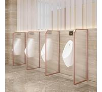 GLETSF Glass Room Divider Office Partition Tempered Glass Panels Table Dividers Panels Partitions,Wallmounted Men's Urinal Privacy Screen Stainless Steel Toilet Partition with T-Rose Gold-1pcs