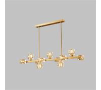 GLETSF Gold Chandelier, Quality Copper Crystal Pendant Lights Fixture,Modern Cube Lamp Shade Hanging Ceiling Light For Dining Room,Kitchen Island,Bedroom,Living Room,9Light-11light