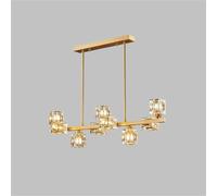 GLETSF Gold Chandelier, Quality Copper Crystal Pendant Lights Fixture,Modern Cube Lamp Shade Hanging Ceiling Light For Dining Room,Kitchen Island,Bedroom,Living Room,9Light-9light
