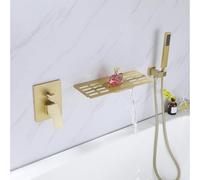 GLETSF Juego De Cabezal De Ducha, Grifos De Baño, Grifo Mezclador De Ducha De Baño, Grifo De Cascada Gris, Grifo De Baño, Grifo De Agua Fría Y Caliente, Mezclador De Ducha-Brushed Gold