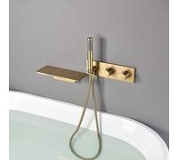 GLETSF Juego De Cabezal De Ducha, Mezclador Termostático De Ducha, Grifo De Cascada Cromado, Grifos Mezcladores De Baño con Cabezal De Ducha Y Juego De Manguera para Grifos De B-Brushed Gold