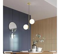 GLETSF Lámpara Colgante LED nórdica con Bola de Cristal Transparente, araña Larga para Comedor, Restaurante, cafetería, Oficina, luz Colgante, regulador Remoto RC - 8 Cabezales G