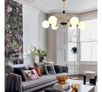 GLETSF Lámpara Colgante nórdica para Comedor, Sala de Estar o Loft, Acabado Dorado Cepillado y Negro, Luces LED Decorativas de diseño, 3 Cabezales, 110 V, luz cálida.