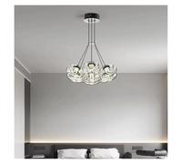 GLETSF Lámparas Colgantes LED posmodernas para Comedor y Sala de Estar, decoración nórdica, lámpara Colgante de Bola de Cristal Dorada/Negra, 8 Cristales Negros - Luz de Tres Colores