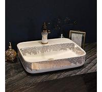 GLETSF Lavabo De Baño, Lavabo De Encimera, Lavabo Artístico De Cerámica Hecho A Mano, Lavabo Especial De Cerámica sobre Encimera, Lavabo Rectangular