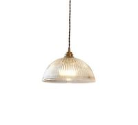 GLETSF Led Industrial Pendant Light Modern Vintage Glass Dome Flush Mount Pendant Light Fixture Copper Brass E27 Nordic Style Hanging Lamp Loft Glass Suspension Chandelier Kitch-38cm
